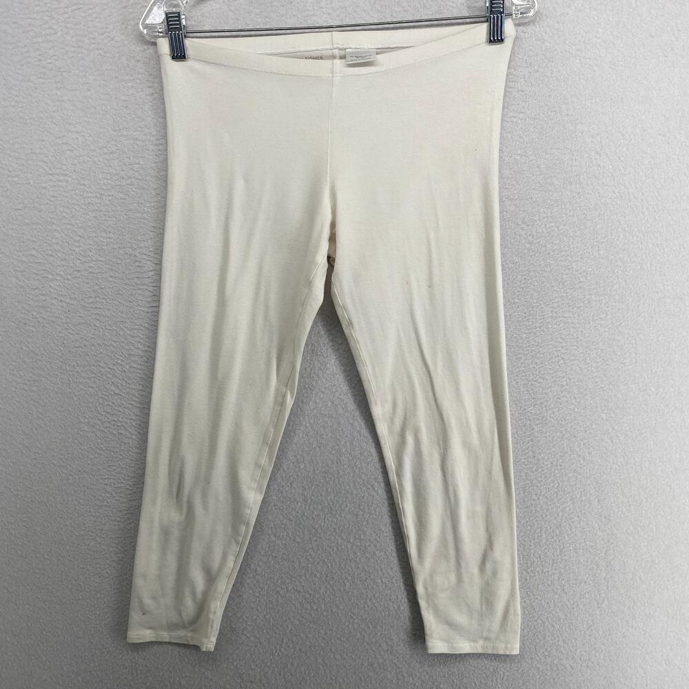 EILEEN FISHER Leggings S Stretch Organic Cotton Jersey Cropped Off White USA